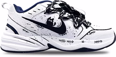 【訂製球鞋】Nike Air Monarch 4 White Navy喵喵來臨 黑貓 墨點 特殊鞋帶 潮流 低筒 爸爸鞋 男女同款 黑白 Lookbook 【訂製球鞋】Nike Air Monarch 4 White Navy喵喵來臨 黑貓 墨點 特殊鞋帶 潮流 低筒 爸爸鞋 男女同款 黑白