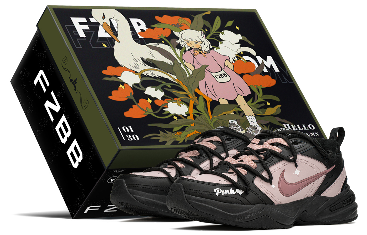 Buy [Kasut Custom] Nike Air Monarch 4 'Hitam Merah Jambu' 415445-001(TeamA-黑粉爱星S-BOX)