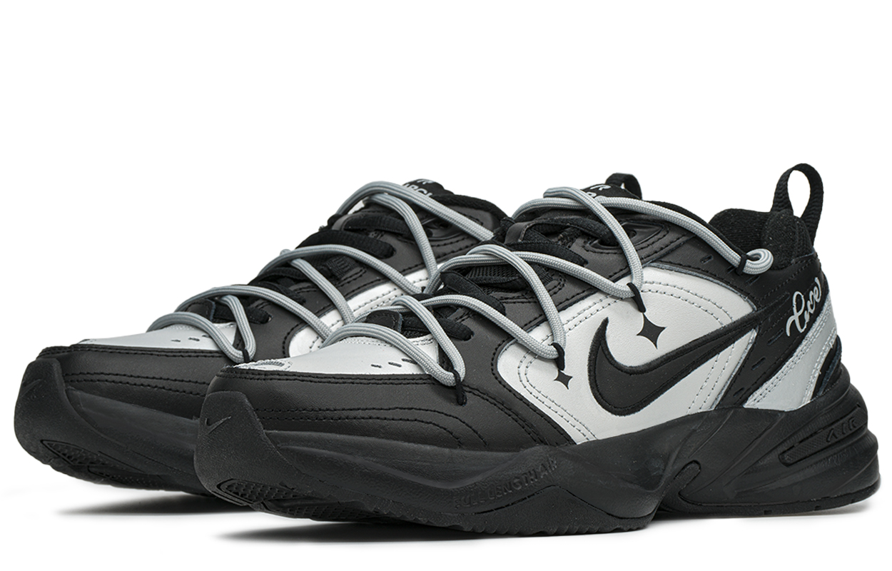 Shop [Sepatu Kustom] Nike Air Monarch 4 'Hitam Perak' 415445-001(TeamA-闪耀银星S-BOX)