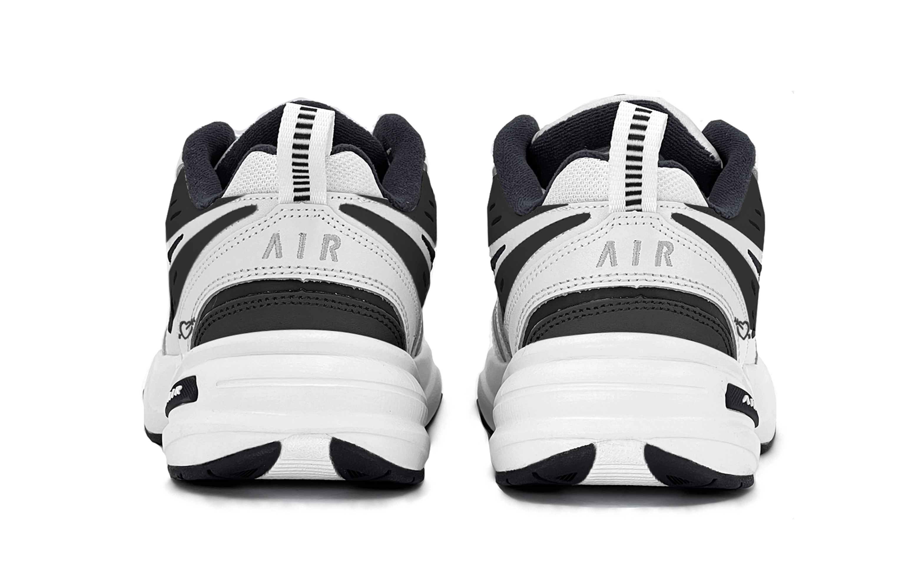 Shop [Zapatillas Personalizadas] Nike Air Monarch 4 'Negro Blanco' 415445-102(TeamS-经典黑灰爱心S-BOX)