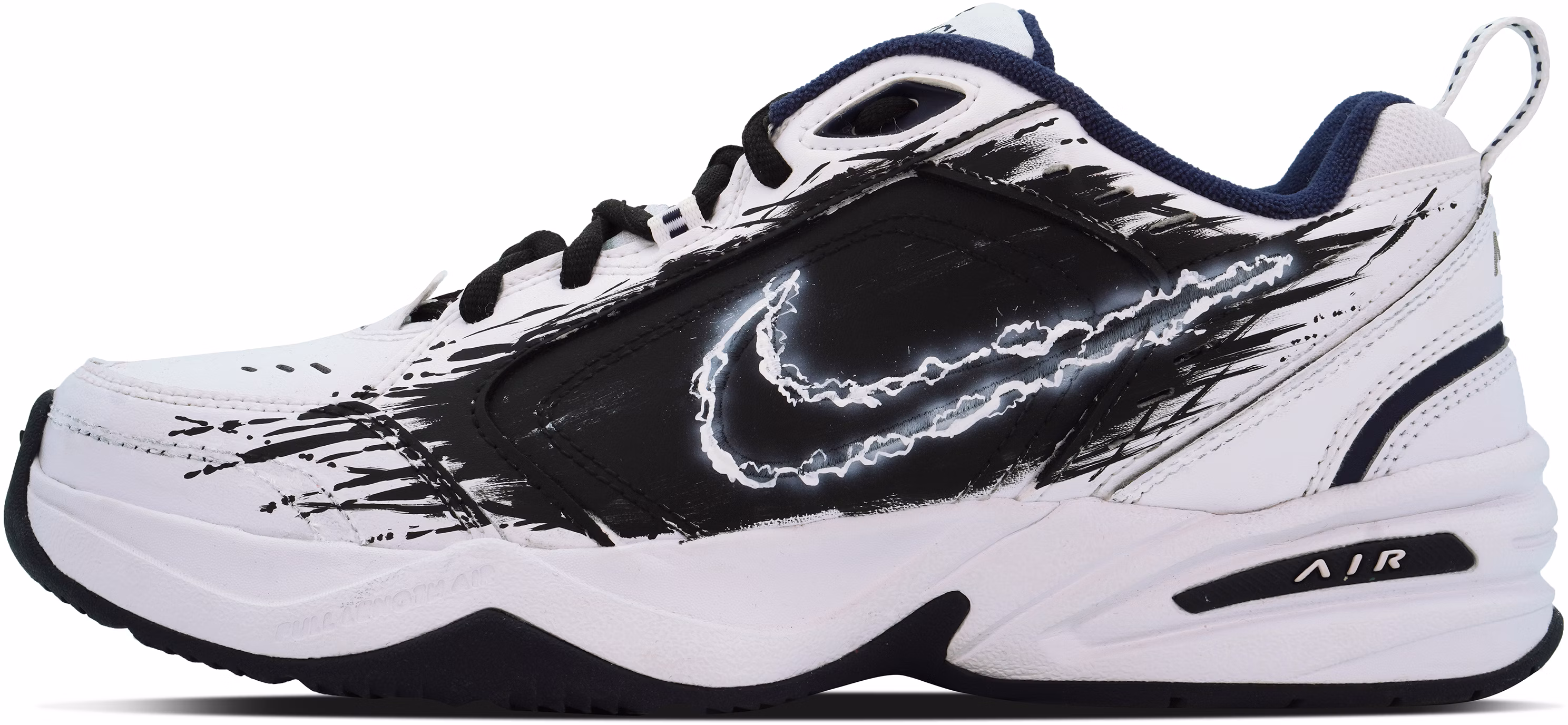 custom-shoes-nike-air-monarch-4-black-white-graffiti
