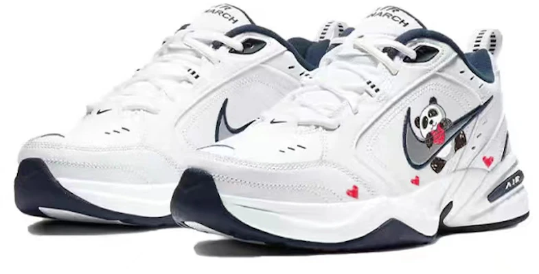 【定制球鞋】 Nike Air Monarch 4 發射愛心 抱心熊貓 緩震復古運動 低幫 老爹鞋 男女同款 藍白色 Lookbook 【定制球鞋】 Nike Air Monarch 4 發射愛心 抱心熊貓 緩震復古運動 低幫 老爹鞋 男女同款 藍白色