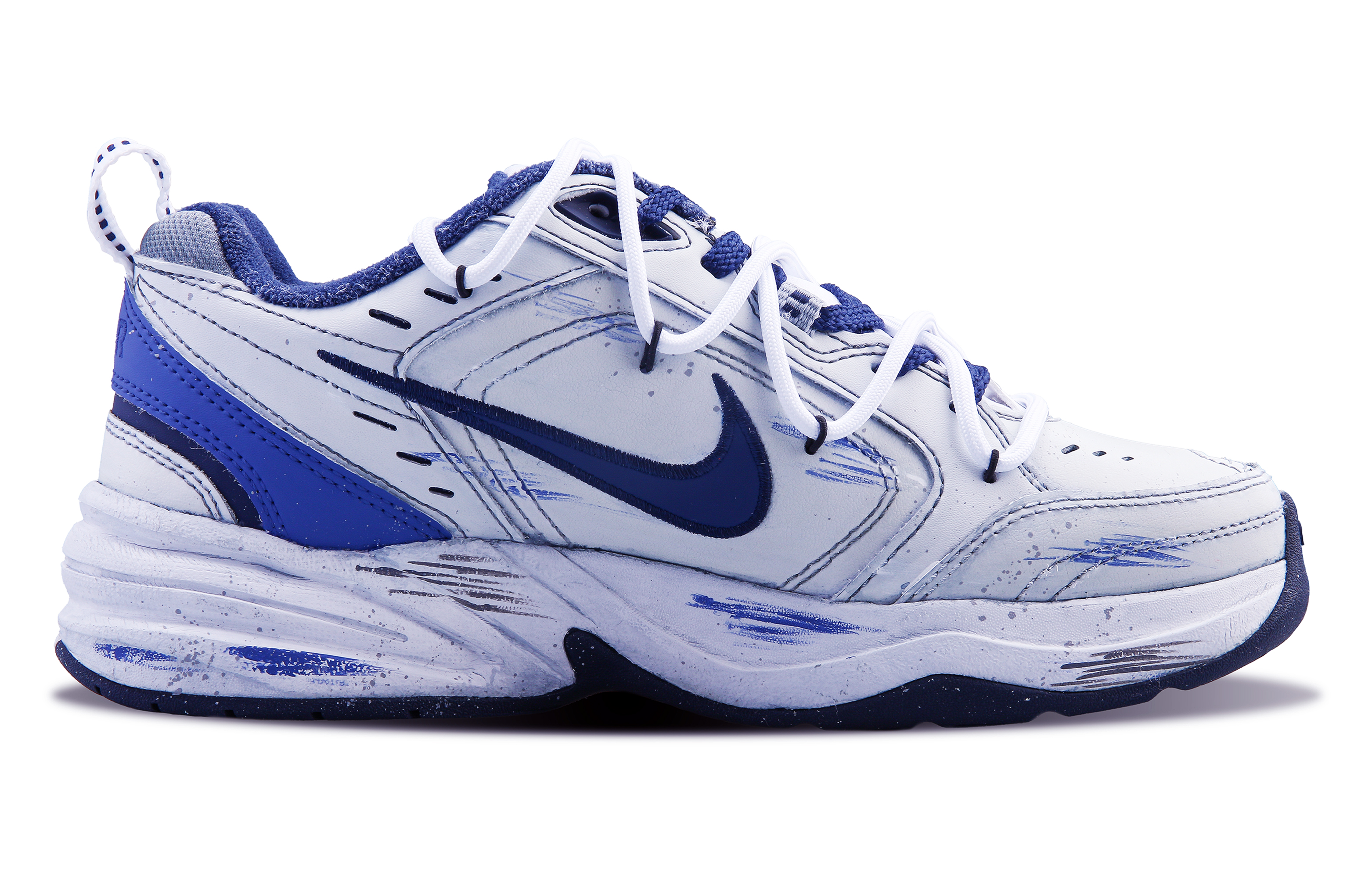 Lookbook [Zapatillas Personalizadas] Nike Air Monarch 4 'Cape Cod Azul Metal Blanco' 415445-102（Team215-海角一号）