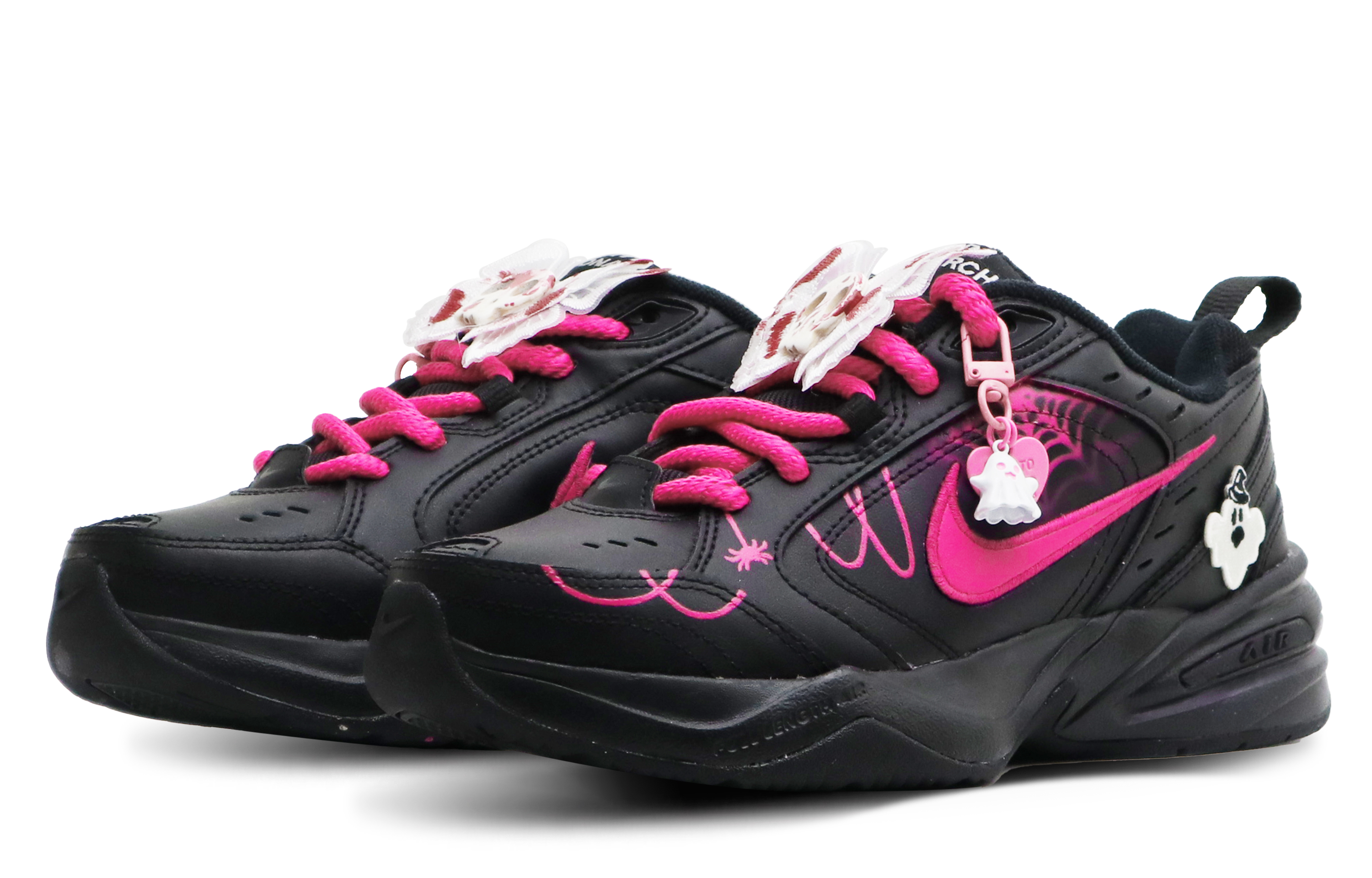 [Custom Shoes] Nike Air Monarch 4 'Ghost Spider Skull Black-Pink' 圖 3