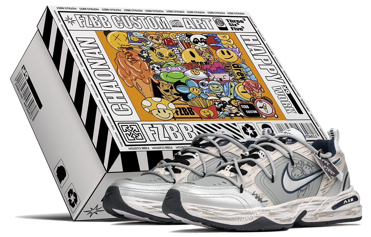 [Custom Shoes] Nike Air Monarch 4 'Liquid Silver Smiley'