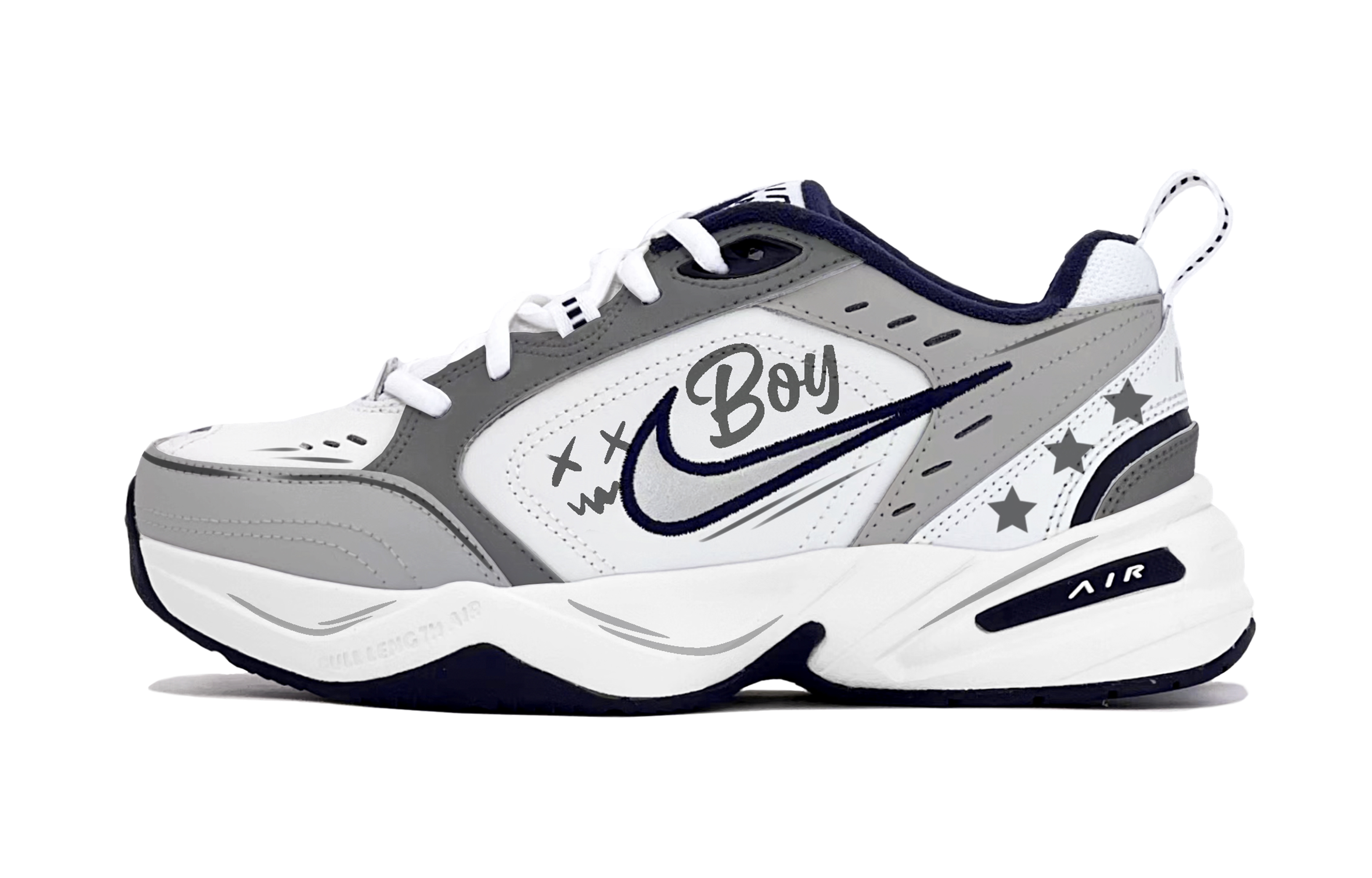 [Custom Shoes] Nike Air Monarch 4 'White-Grey Star Boy'
