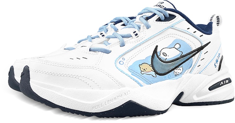 【定製球鞋】 Nike Air Monarch 4 合成皮革 游泳小狗 時尚百搭 防滑 低筒 爸爸鞋 男女同款 白藍 Shop 【定製球鞋】 Nike Air Monarch 4 合成皮革 游泳小狗 時尚百搭 防滑 低筒 爸爸鞋 男女同款 白藍