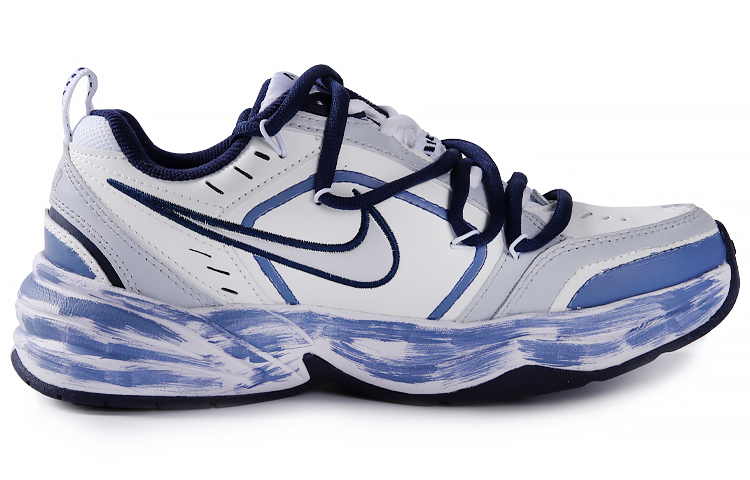 Order [Kasut Custom] Nike Air Monarch 4 'Putih Navy Pendaratan di Bulan' 415445-102(Team77-月球之上)