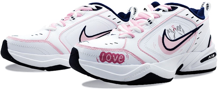 【訂製球鞋】 Nike Air Monarch 4 PU 白色 Naw 攜手一生 舒適耐磨 耐磨支撐 低筒 爸爸鞋 男女同款 白粉 Shop 【訂製球鞋】 Nike Air Monarch 4 PU 白色 Naw 攜手一生 舒適耐磨 耐磨支撐 低筒 爸爸鞋 男女同款 白粉