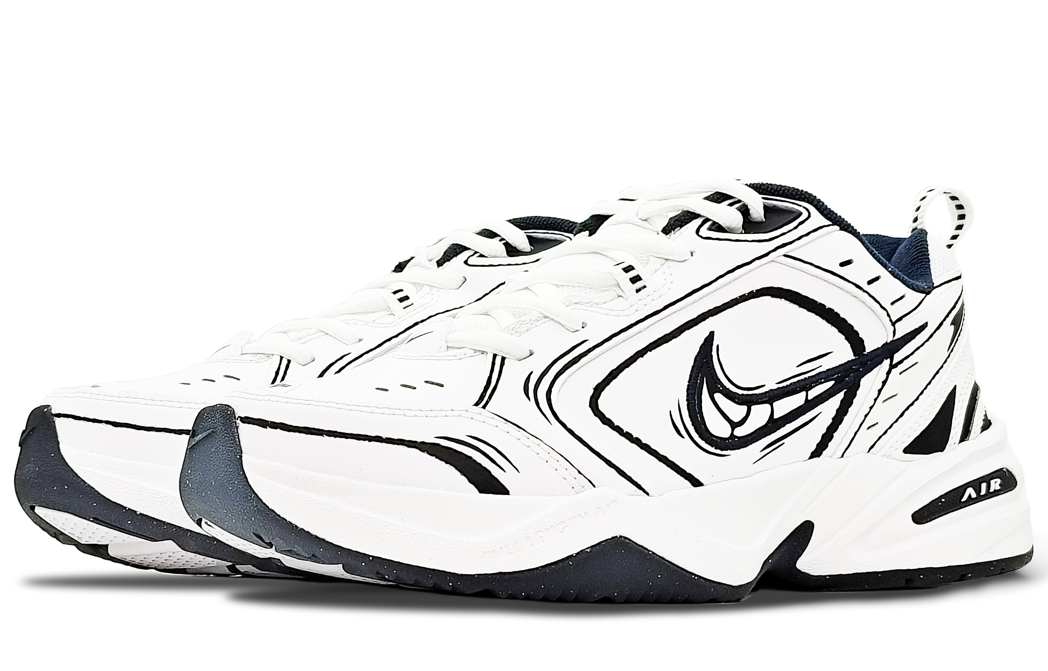 Shop [Zapatillas Personalizadas] Nike Air Monarch IV 'Negro Blanco' 415445-102(Team188-黑色刻印-黑白)