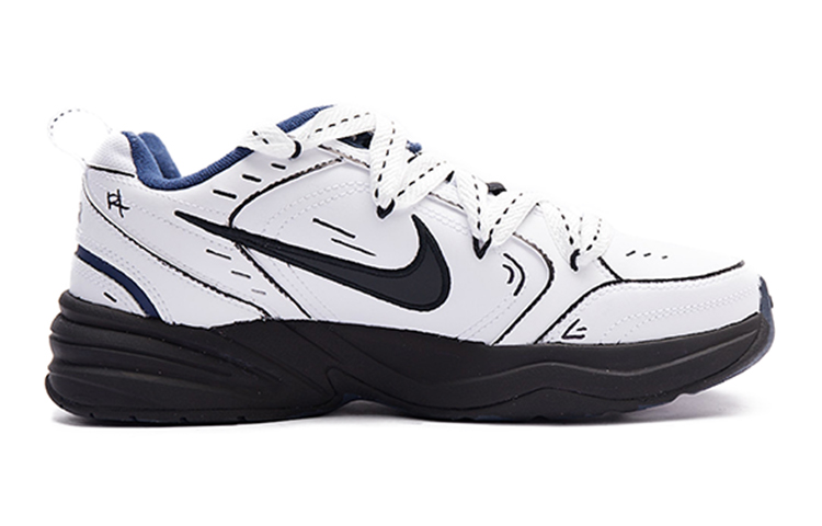 Order [Zapatos Personalizados] Nike Air Monarch IV 'Negro Blanco Medusa Burbuja' 415445-102(Team15-重返校园)