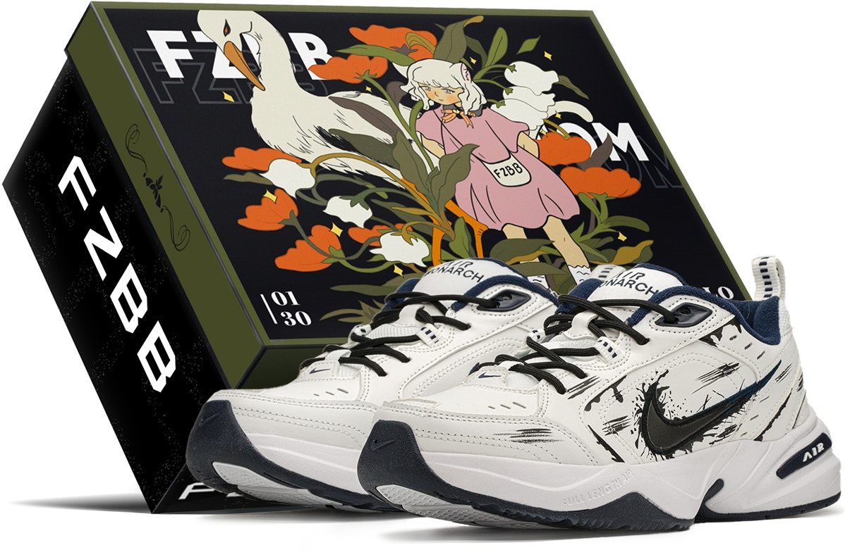 custom-shoes-nike-air-monarch-iv-black-white-splash