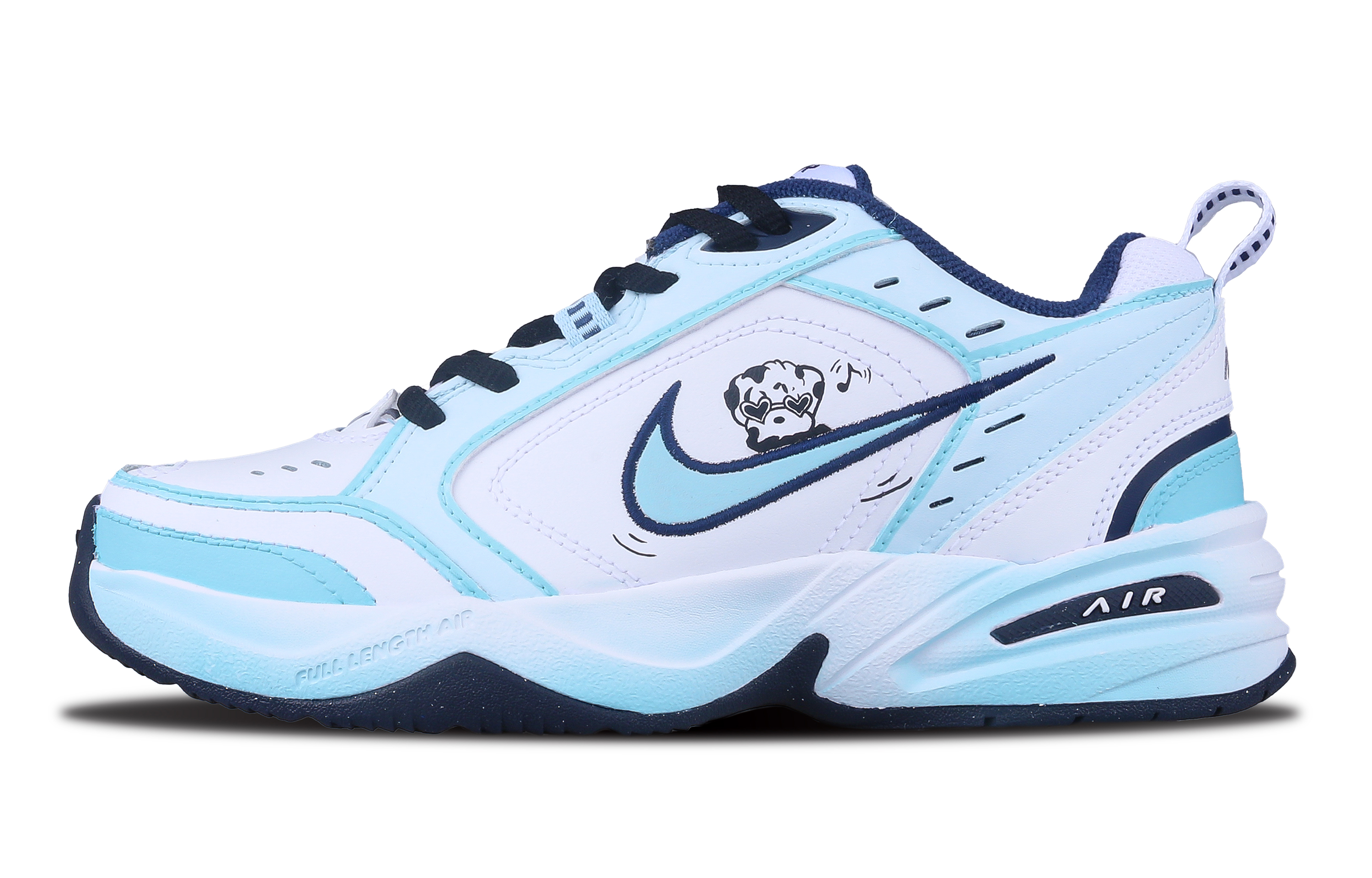 Order [Zapatos Personalizados] Nike Air Monarch IV 'Azul Blanco' 415445-102(Team244-听歌小狗)