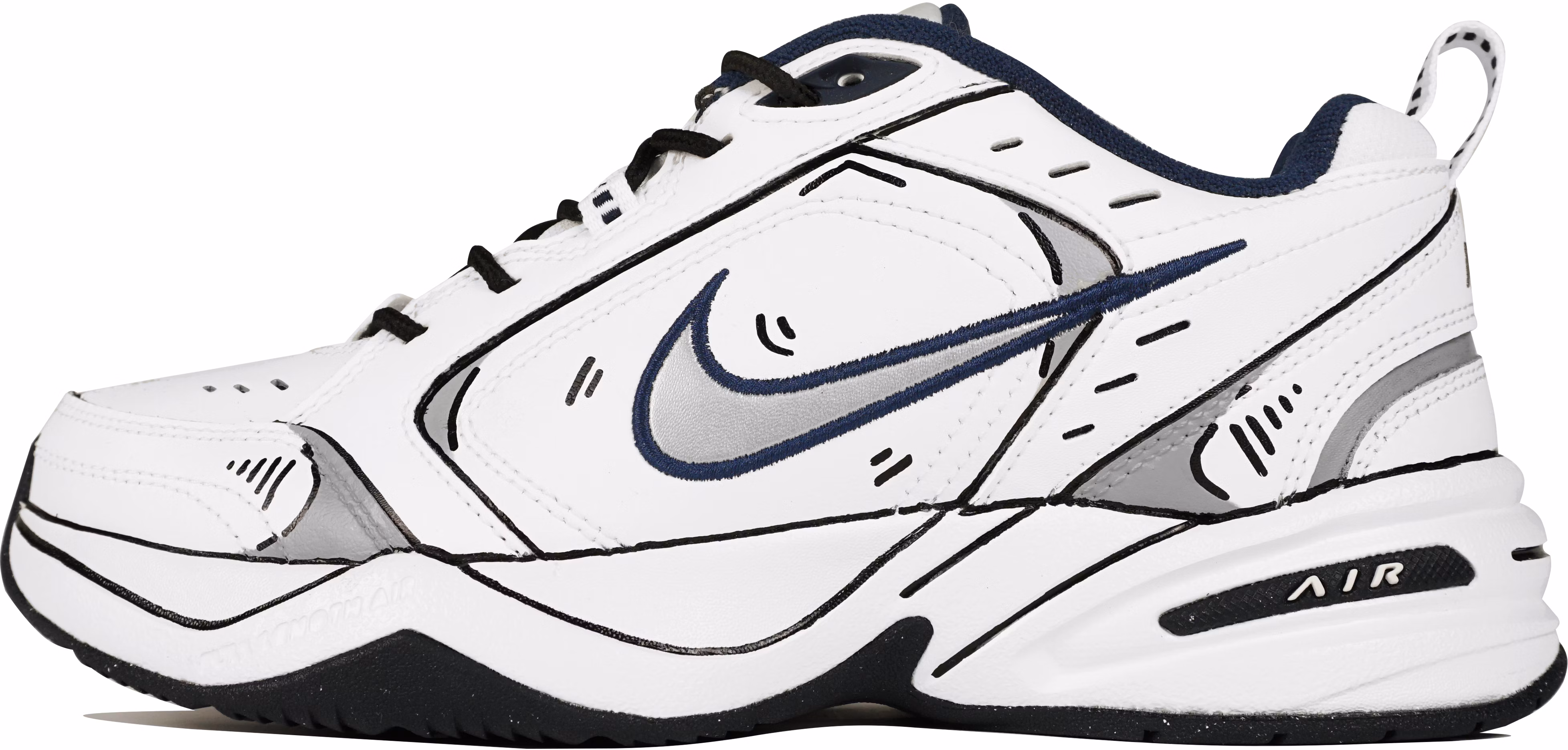 custom-shoes-nike-air-monarch-iv-comic-boy-black-white-grey