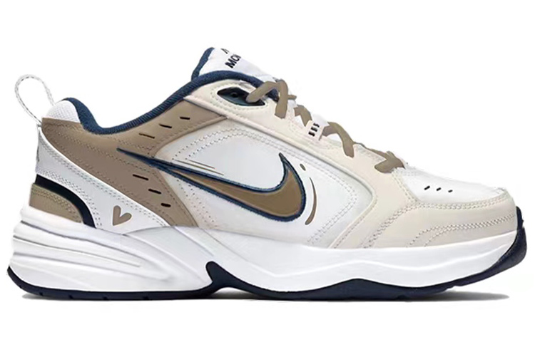 Order 【定製球鞋】Nike Air Monarch 4 White Navy 小愛心 改色定製 增高 復古 低幫 老爹鞋 男女同款 棕白