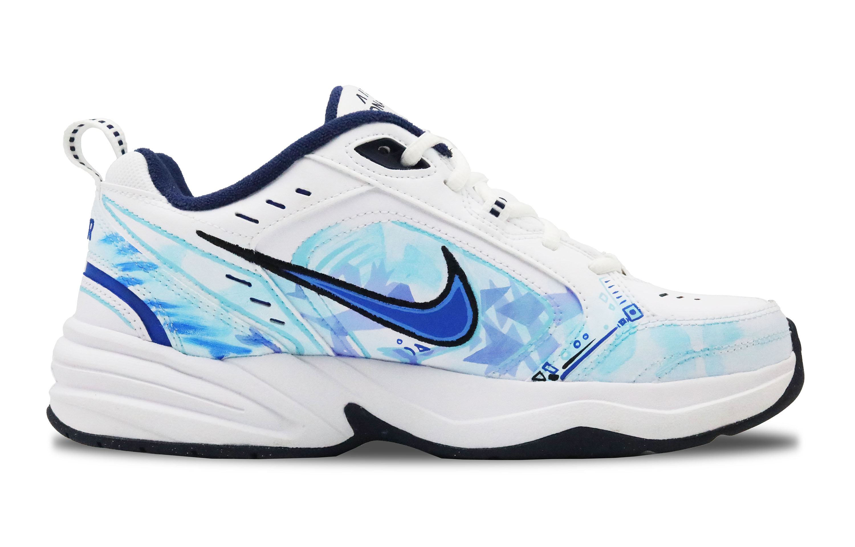 Lookbook [Kasut Custom] Nike Air Monarch IV 'Grafiti Alam Siber' 415445-102（Team252-男女同款赛博幻境）