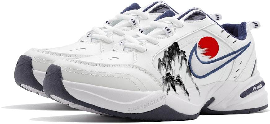 【客製球鞋】 Nike Air Monarch 4 遠峰落日 PU皮革 新中式國風 防滑耐磨增高 低筒 爸爸鞋 男女同款 藍白 Shop 【客製球鞋】 Nike Air Monarch 4 遠峰落日 PU皮革 新中式國風 防滑耐磨增高 低筒 爸爸鞋 男女同款 藍白