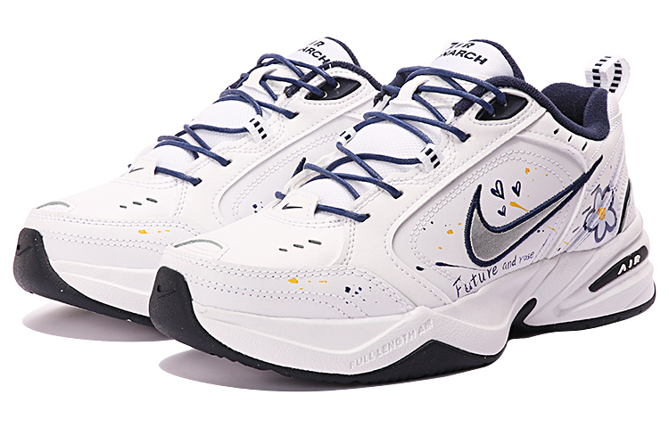 Lookbook Zapatillas Nike Air Monarch IV 'Azul Graffiti-Blanco' Personalizadas 415445-102(TeamThree-520男女款蓝白)