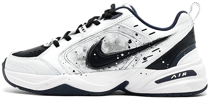 custom-shoes-nike-air-monarch-iv-ink-splatter-black-white