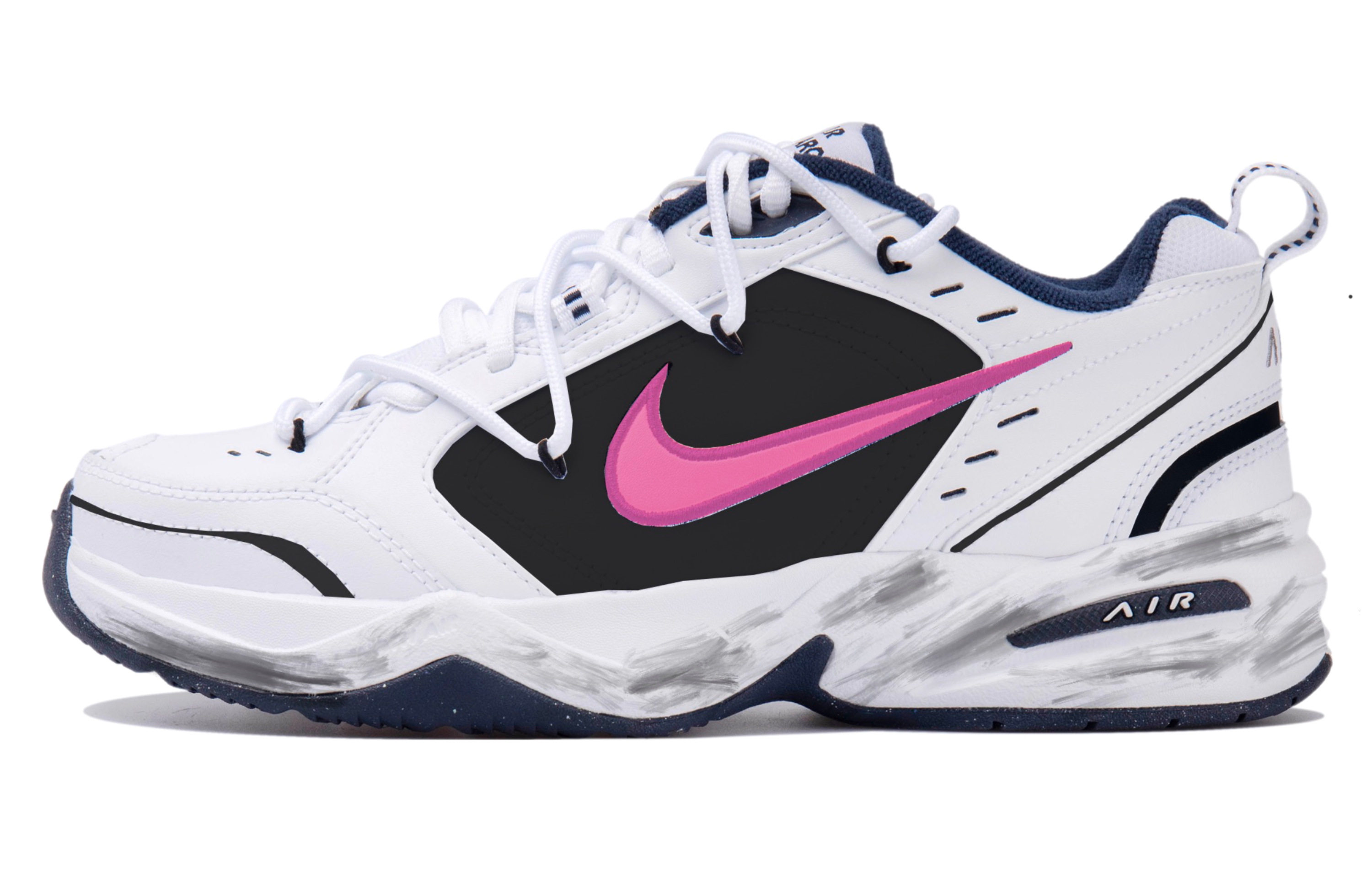 [Custom Shoes] Nike Air Monarch IV 'Panda Distressed Black-Pink' 圖 2