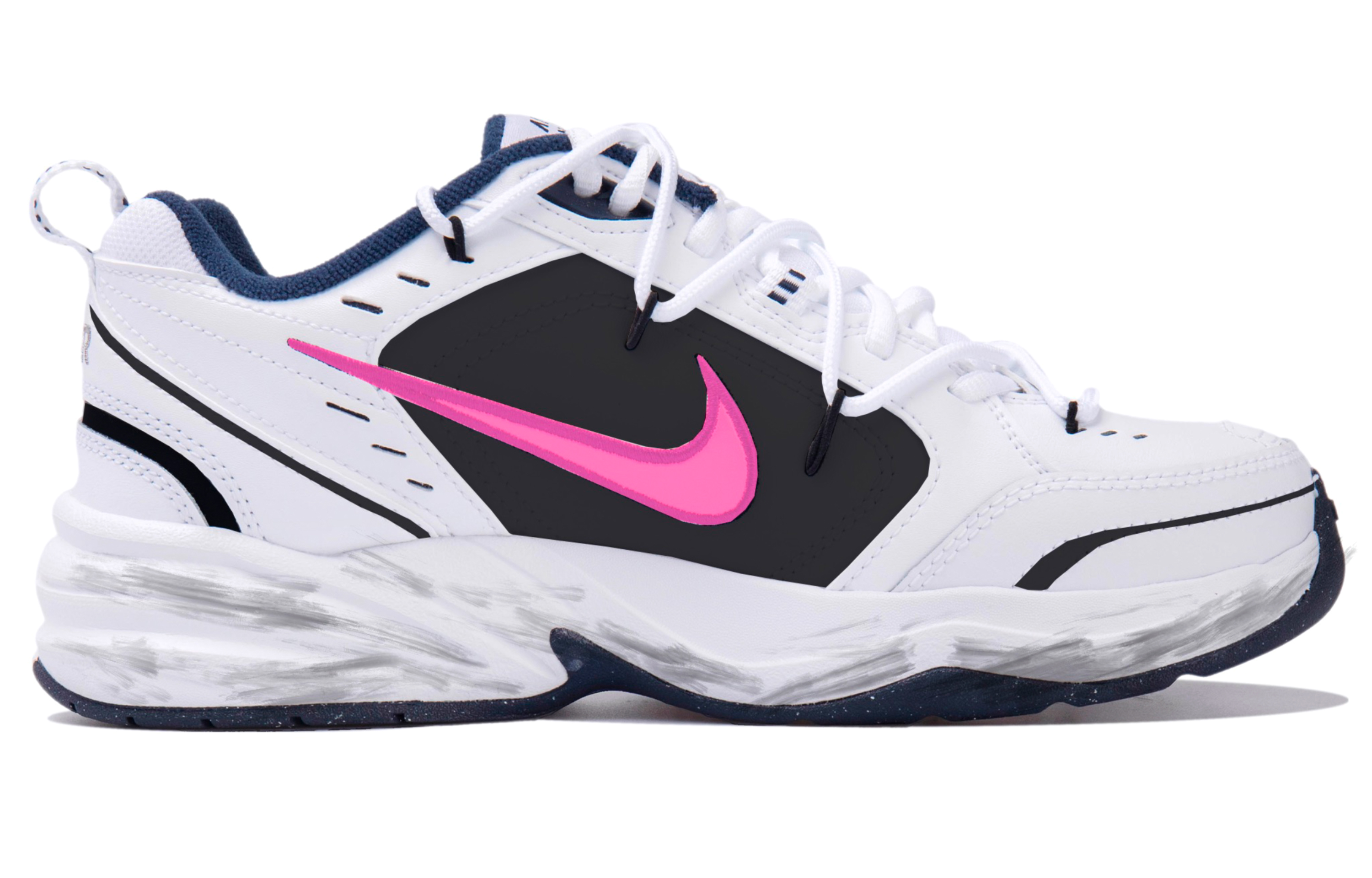[Custom Shoes] Nike Air Monarch IV 'Panda Distressed Black-Pink' 圖 3