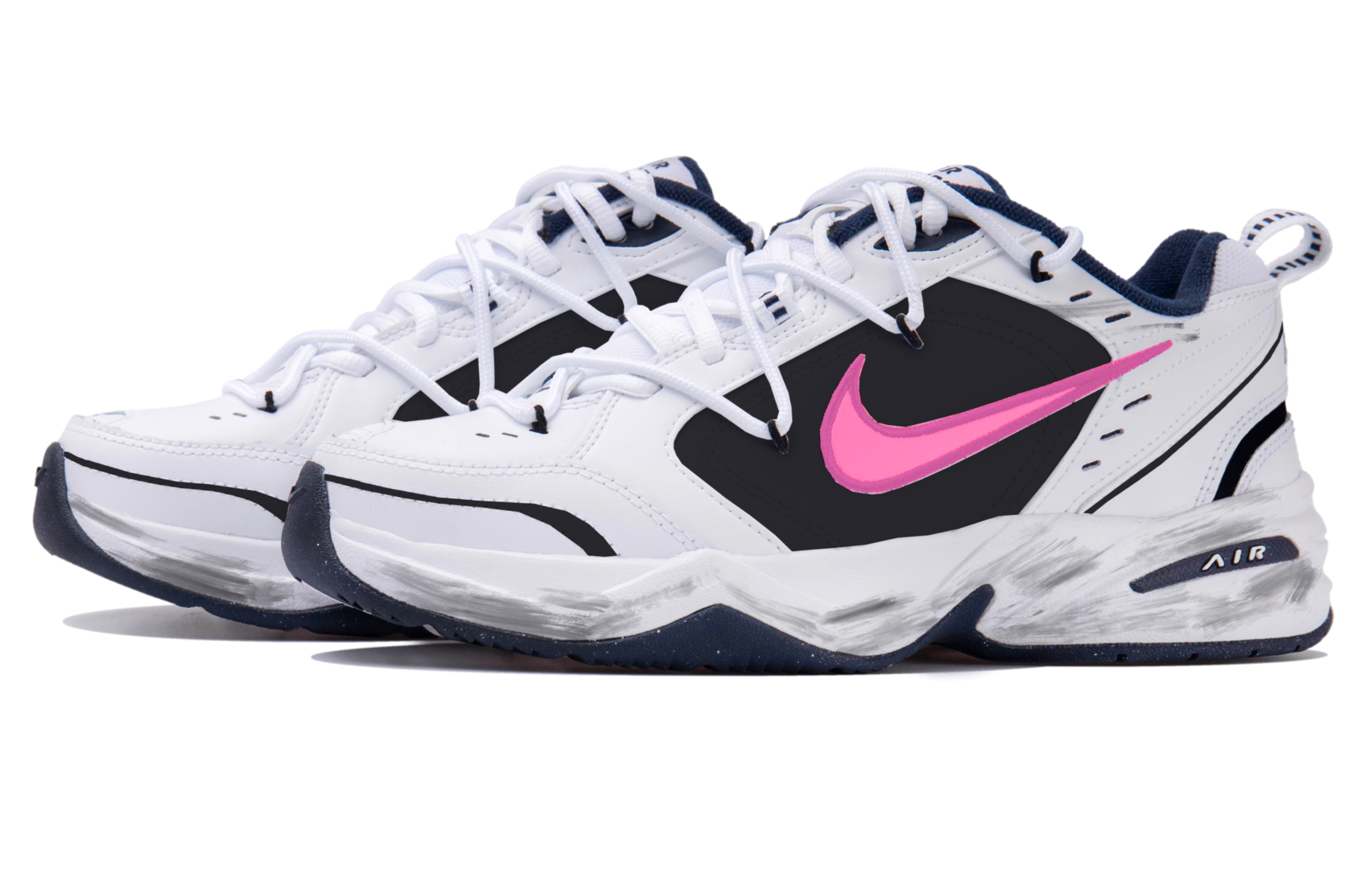 [Custom Shoes] Nike Air Monarch IV 'Panda Distressed Black-Pink' 圖 4