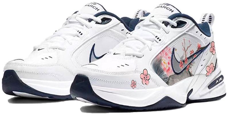 【訂製球鞋】Nike Air Monarch 4 桃之夭夭 山枝烂漫 減震防滑耐磨包覆性支撐抗衝擊 低筒 爸爸鞋 男女同款 藍白 Shop 【訂製球鞋】Nike Air Monarch 4 桃之夭夭 山枝烂漫 減震防滑耐磨包覆性支撐抗衝擊 低筒 爸爸鞋 男女同款 藍白
