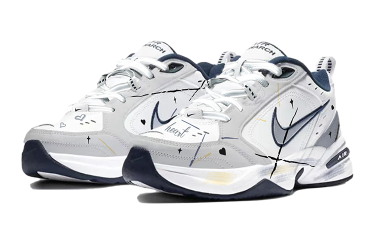 Lookbook 【訂製球鞋】 Nike Air Monarch 4 改色訂製 反光效果 塗鴉 情人節 增高 復古 低幫 老爹鞋 男女同款 灰