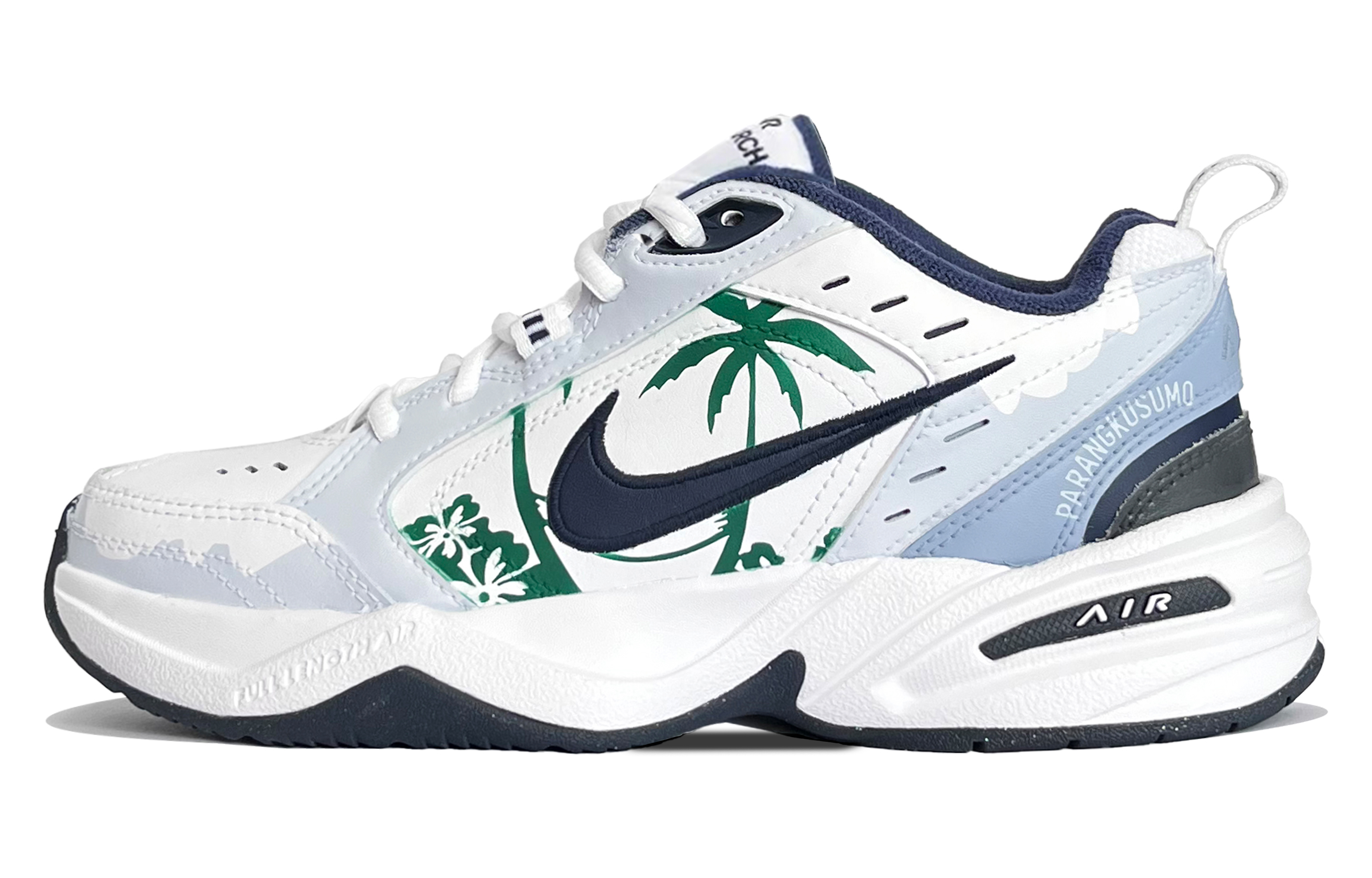 Buy 【訂製球鞋】Nike Air Monarch 4 夏日椰林 春夏系列 海浪 椰子樹 塗鴉 清新 簡約 減震輕便 低筒 老爹鞋 男女同款 藍白