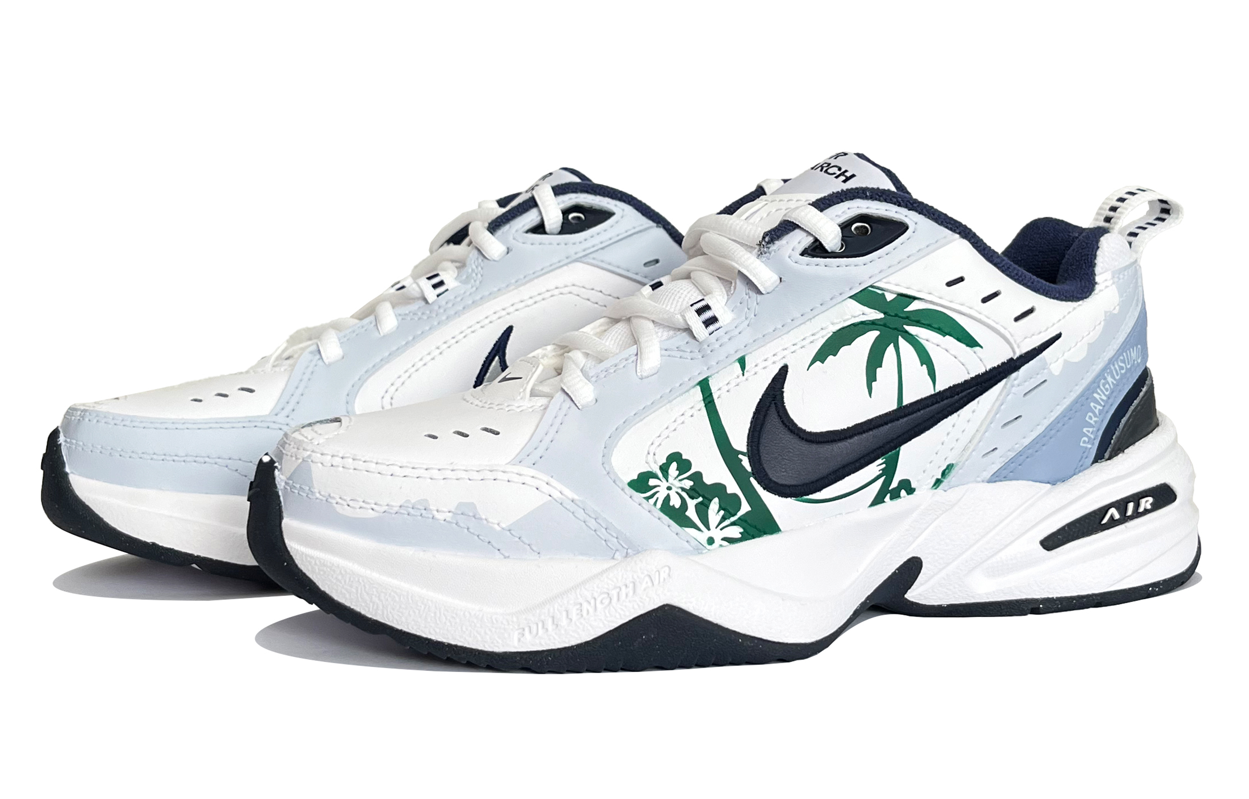 Shop 【訂製球鞋】Nike Air Monarch 4 夏日椰林 春夏系列 海浪 椰子樹 塗鴉 清新 簡約 減震輕便 低筒 老爹鞋 男女同款 藍白