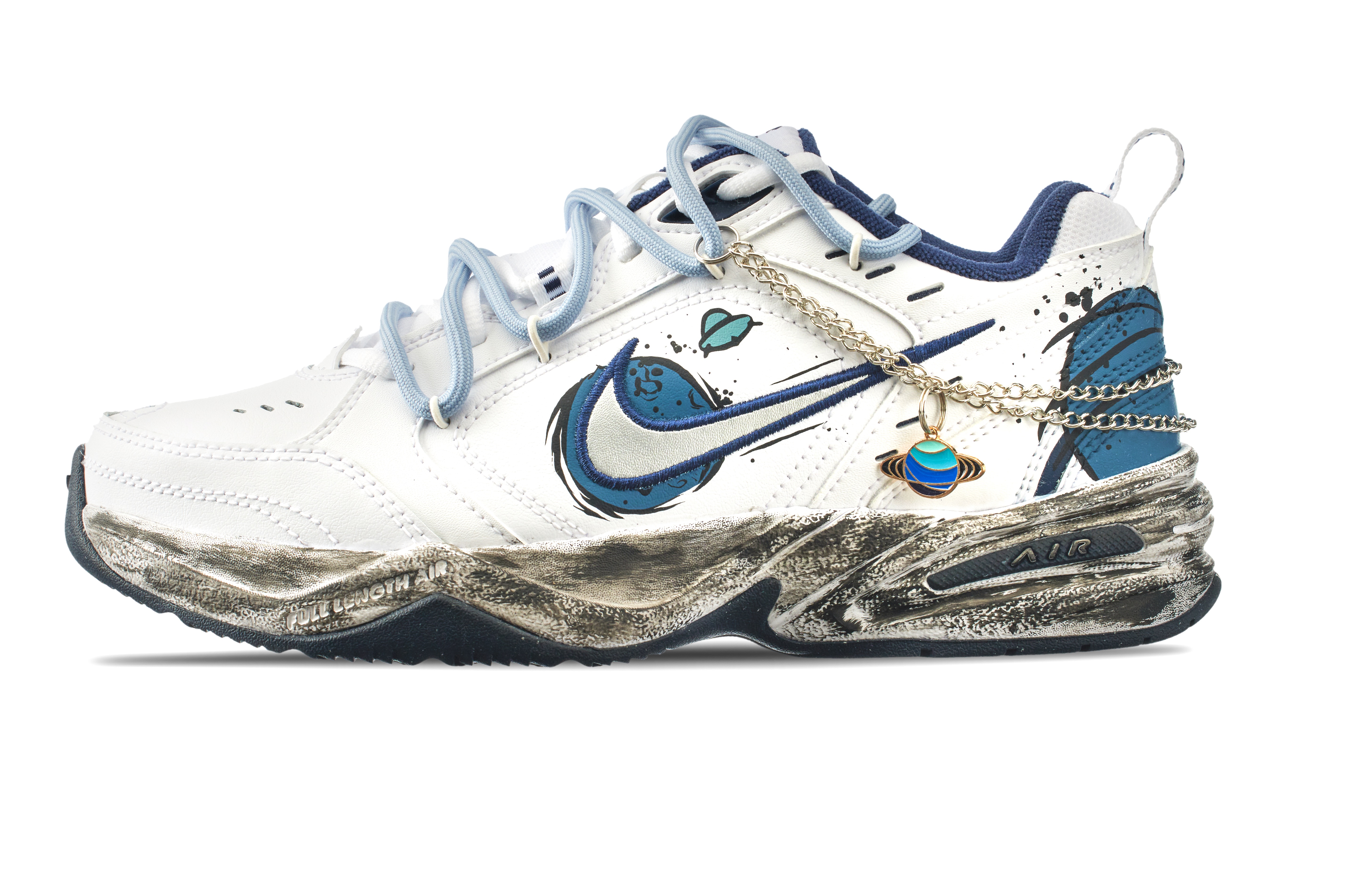 Lookbook [定制鞋款] 耐克 Air Monarch IV '流浪地球 白蓝配色' 415445-102（Team144-流浪地球）