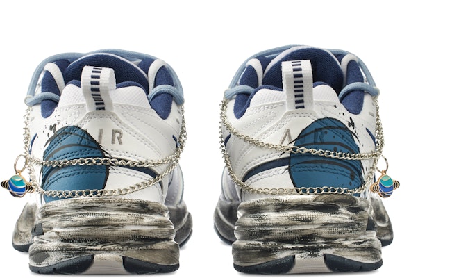 Zapatillas Personalizadas Nike Air Monarch IV 'Tierra Errante Blanco-Azul' 415445-102(Team144-流浪地球) Details for Zapatillas Personalizadas Nike Air Monarch IV 'Tierra Errante Blanco-Azul' 415445-102(Team144-流浪地球)