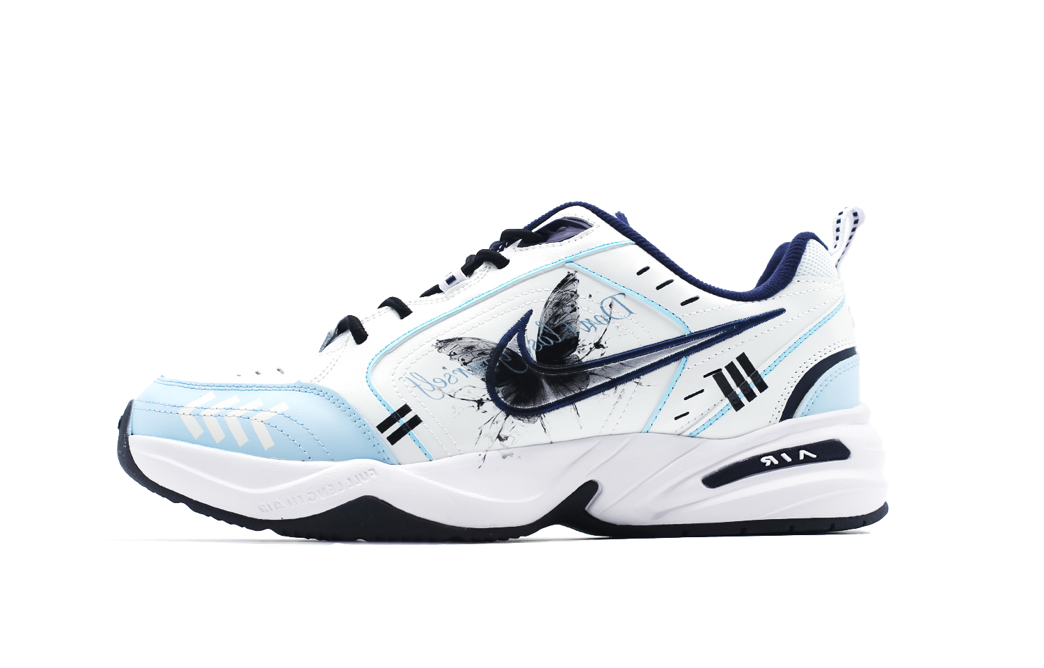 Buy 【訂製球鞋】Nike Air Monarch 4 破繭成蝶 合成皮 復古 經典 街頭風潮 運動 防滑耐磨增高 低筒 老爹鞋 男女款 白藍