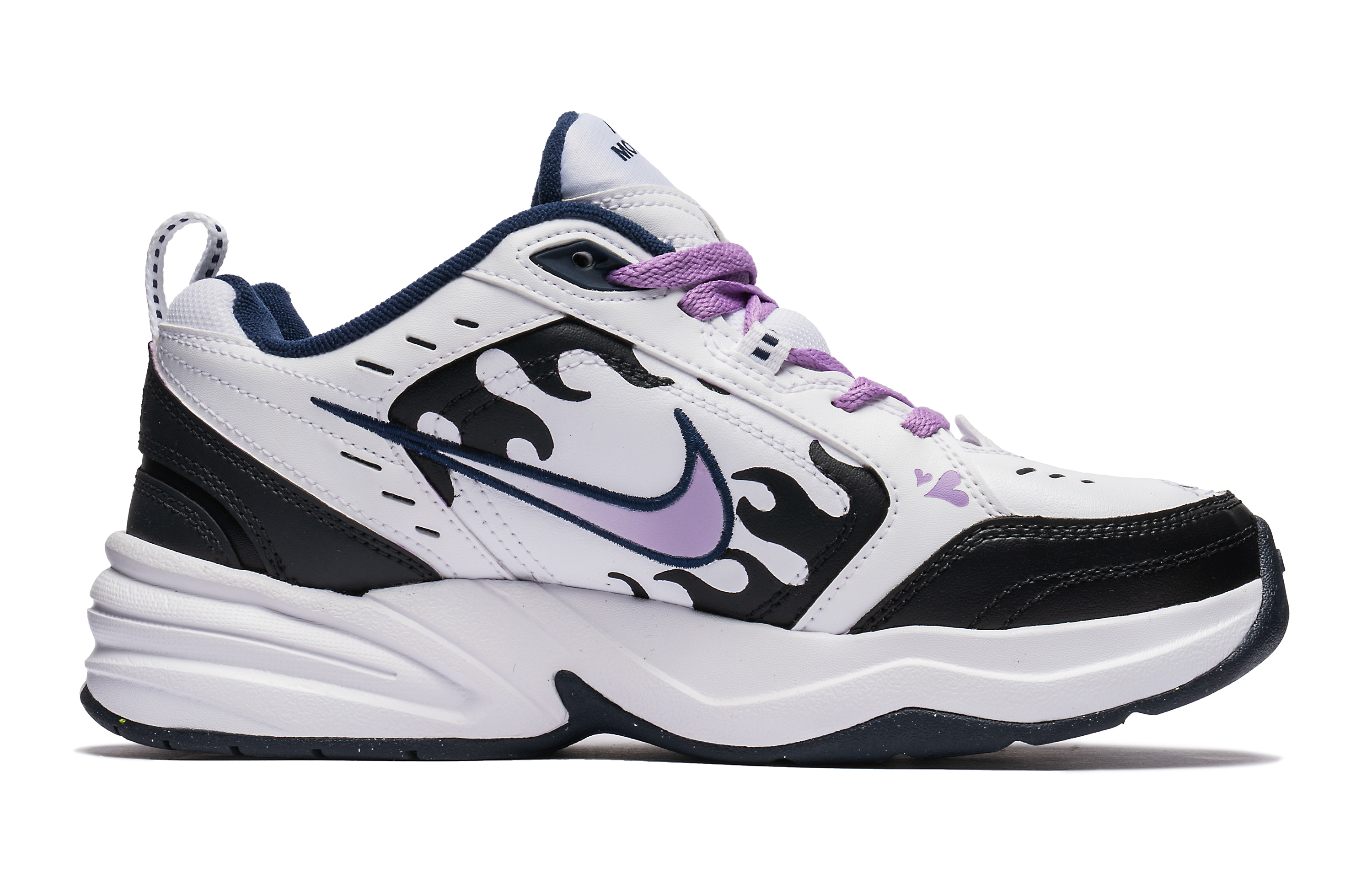 Lookbook [カスタムシューズ] ナイキ エア モナーク IV 'ホワイト-パープル' 415445-102(Team22-熊猫爱心火焰)