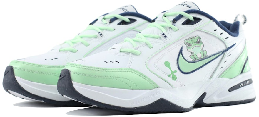 【訂製球鞋】 Nike Air Monarch 4 White Navy 球場藝術家憤怒蛙 可愛卡通 經典百搭 減震防滑耐磨支撐 低筒 爸爸鞋 男女同款 白綠 Shop 【訂製球鞋】 Nike Air Monarch 4 White Navy 球場藝術家憤怒蛙 可愛卡通 經典百搭 減震防滑耐磨支撐 低筒 爸爸鞋 男女同款 白綠