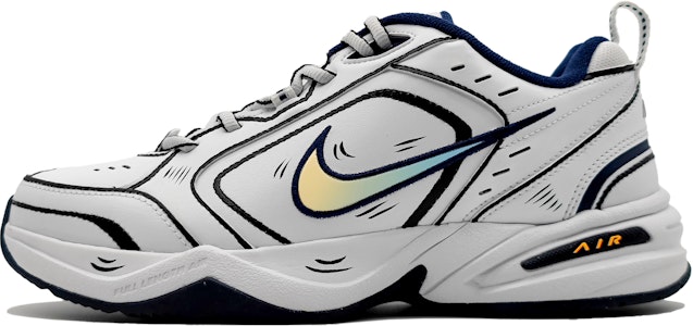 【定制球鞋】Nike Air Monarch 4 白色深藍 二次元 動感鞋身 手繪結構線條 漸變勾 復古休閒 低幫 老爹鞋 男女同款 黑白 Buy 【定制球鞋】Nike Air Monarch 4 白色深藍 二次元 動感鞋身 手繪結構線條 漸變勾 復古休閒 低幫 老爹鞋 男女同款 黑白