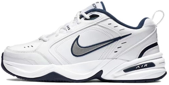 【訂製球鞋】 Nike Air Monarch 4 White Navy 球場藝術家 神話 頻聞天王 北方 天王系列 減震防滑耐磨 低筒 老爹鞋 男女同款 銀灰 Sizing 【訂製球鞋】 Nike Air Monarch 4 White Navy 球場藝術家 神話 頻聞天王 北方 天王系列 減震防滑耐磨 低筒 老爹鞋 男女同款 銀灰
