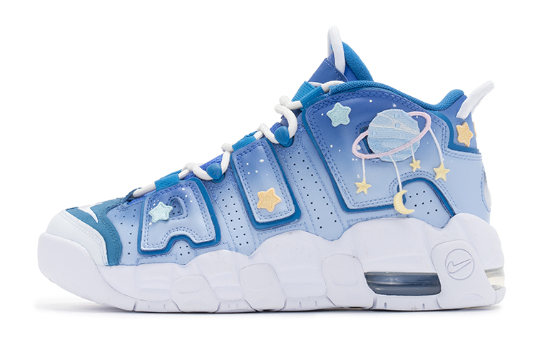 Buy 【定制球鞋】 Nike Air More Uptempo 藍色星空 立體星球 星空漸變 高筒 復古籃球鞋 GS 藍色