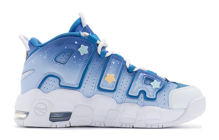 Order 【定制球鞋】 Nike Air More Uptempo 藍色星空 立體星球 星空漸變 高筒 復古籃球鞋 GS 藍色