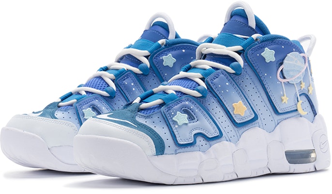 【定制球鞋】 Nike Air More Uptempo 藍色星空 立體星球 星空漸變 高筒 復古籃球鞋 GS 藍色 Lookbook 【定制球鞋】 Nike Air More Uptempo 藍色星空 立體星球 星空漸變 高筒 復古籃球鞋 GS 藍色