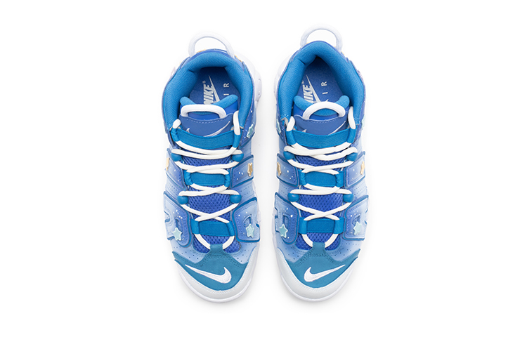Shop 【定制球鞋】 Nike Air More Uptempo 藍色星空 立體星球 星空漸變 高筒 復古籃球鞋 GS 藍色