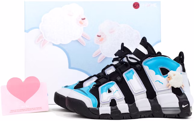 【カスタムシューズ】ナイキ エアモア アップテンポ「青空と白雲と子羊」 DQ6200-001(Team柒-大air小羊SBOX) Buy 【カスタムシューズ】ナイキ エアモア アップテンポ「青空と白雲と子羊」 DQ6200-001(Team柒-大air小羊SBOX)