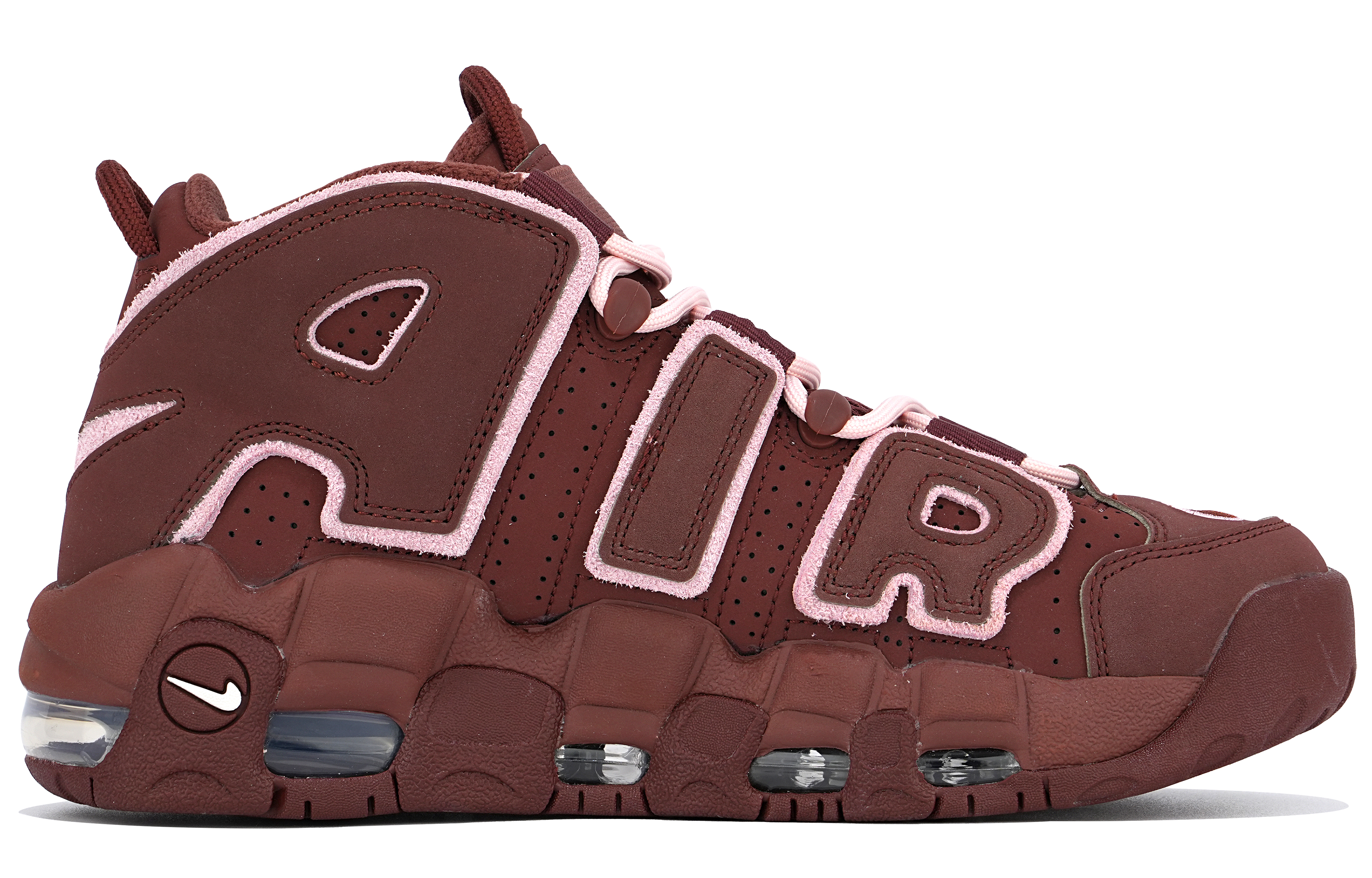 Lookbook [Zapatillas Personalizadas] Nike Air More Uptempo 'Corazón Marrón Rosa' DV3466-200(TeamTen-女款棕粉立体爱心)