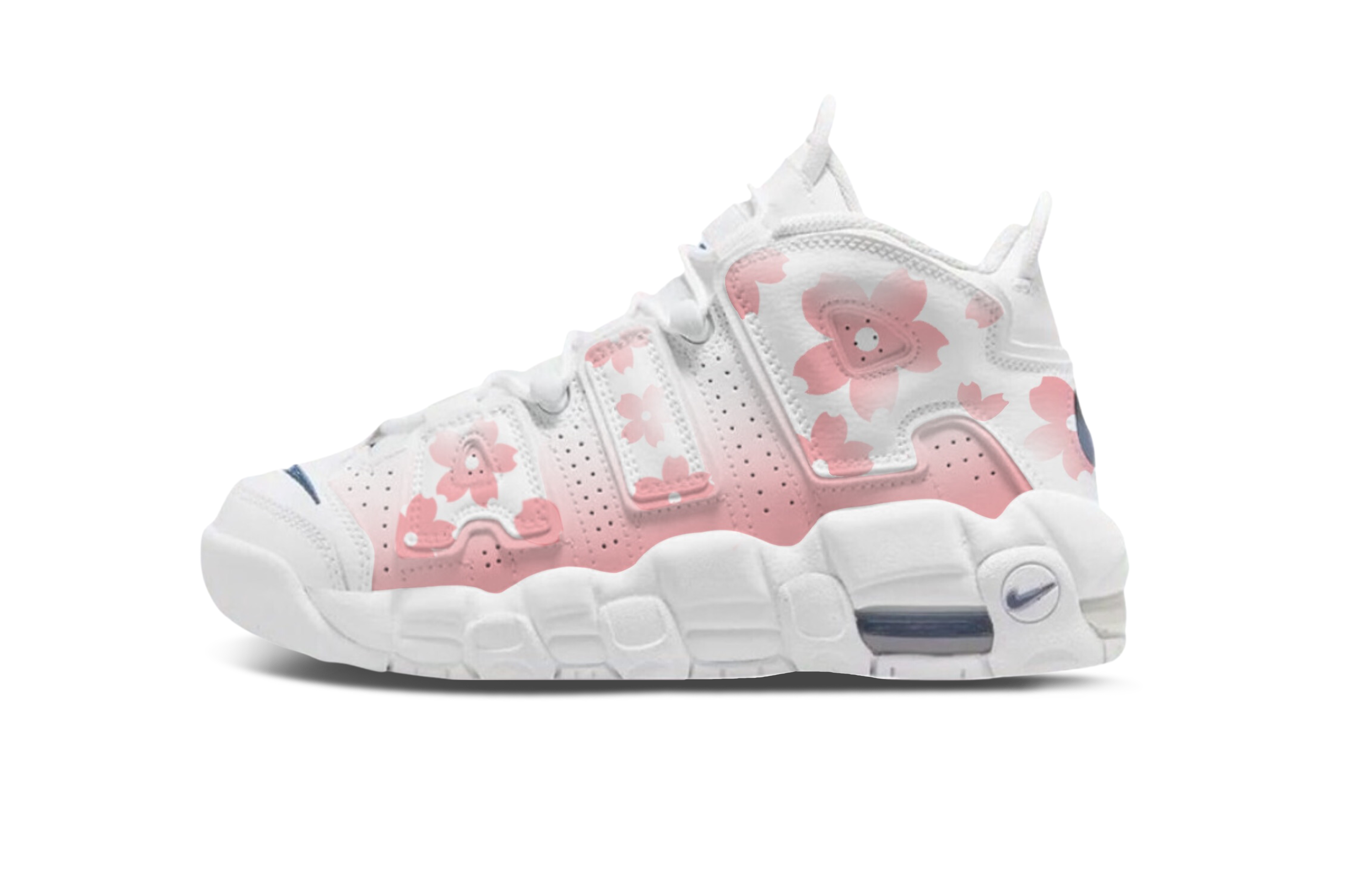 Buy 【客製球鞋】Nike Air More Uptempo 櫻花奶凍 漸變色 甜點 藝術 塗鴉 防滑耐磨 高筒 復古籃球鞋 GS 白粉