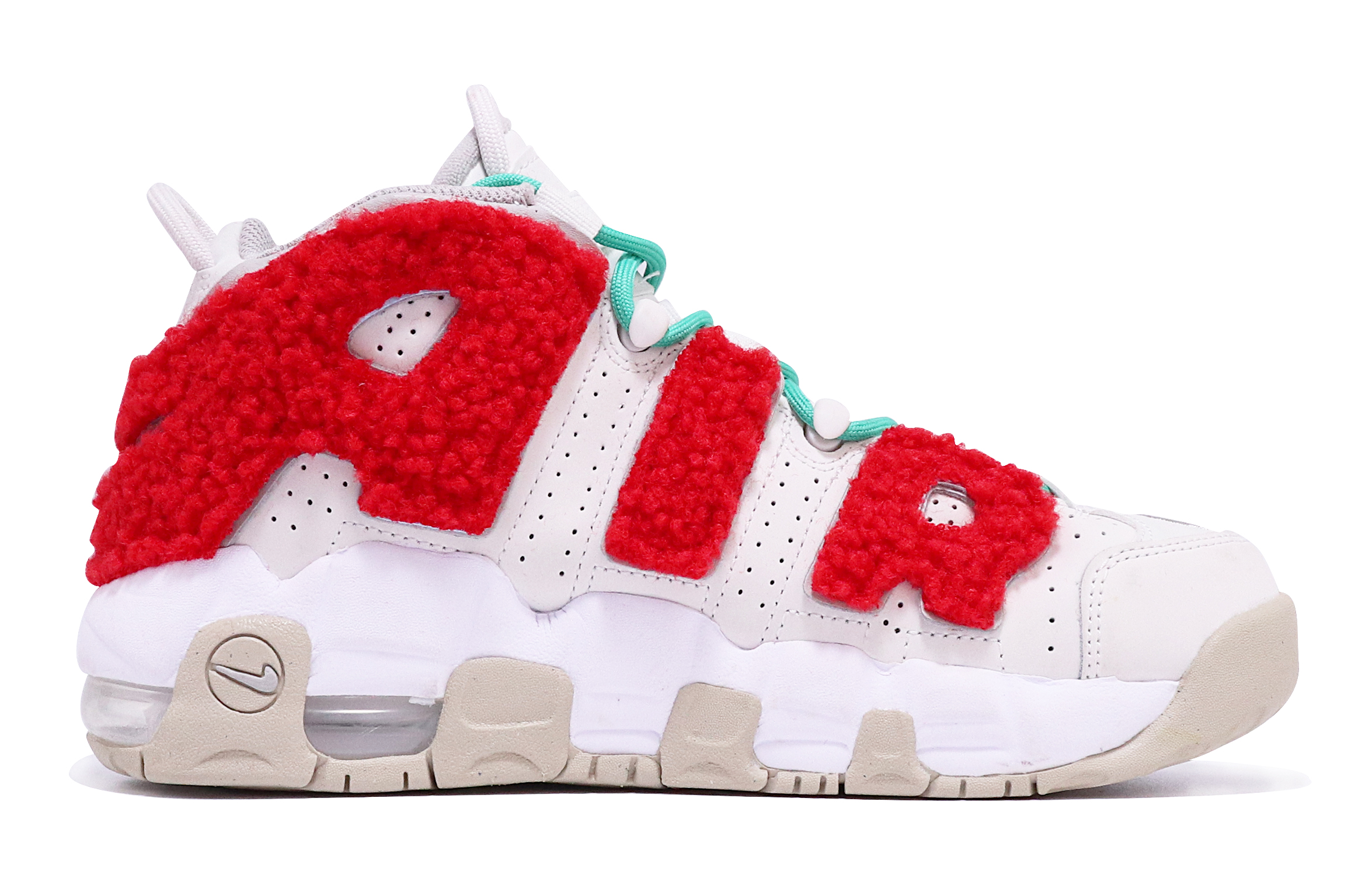 Order 【客製化球鞋】Nike Air More Uptempo 聖誕主題 毛絨 縫製 中筒 復古籃球鞋 GS 白紅