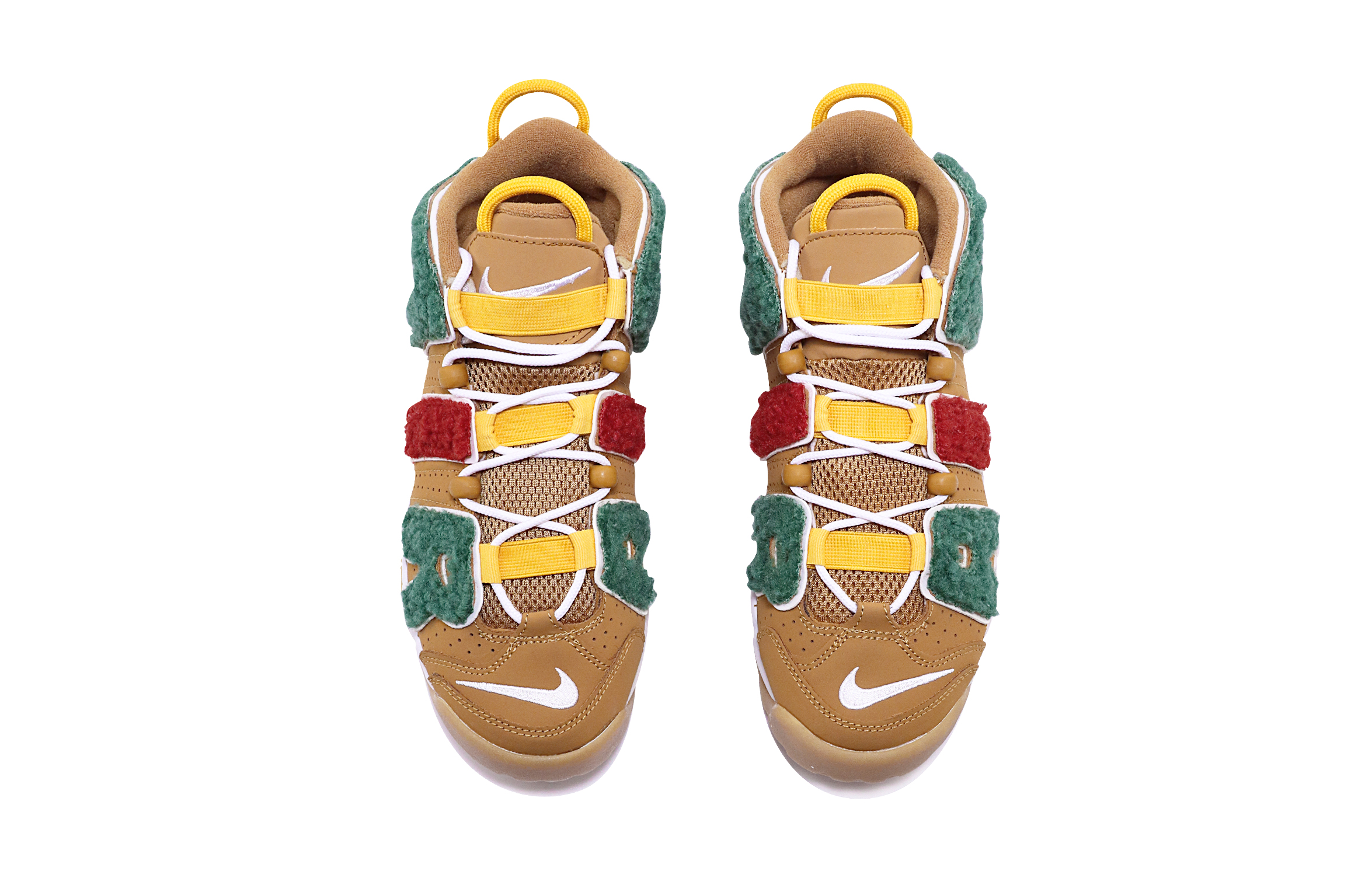 Shop [Sepatu Kustom] Nike Air More Uptempo 'Christmas Wheat' Natal Edisi Terbatas DQ4713-700(TeamTen-女款圣诞S-BOX)