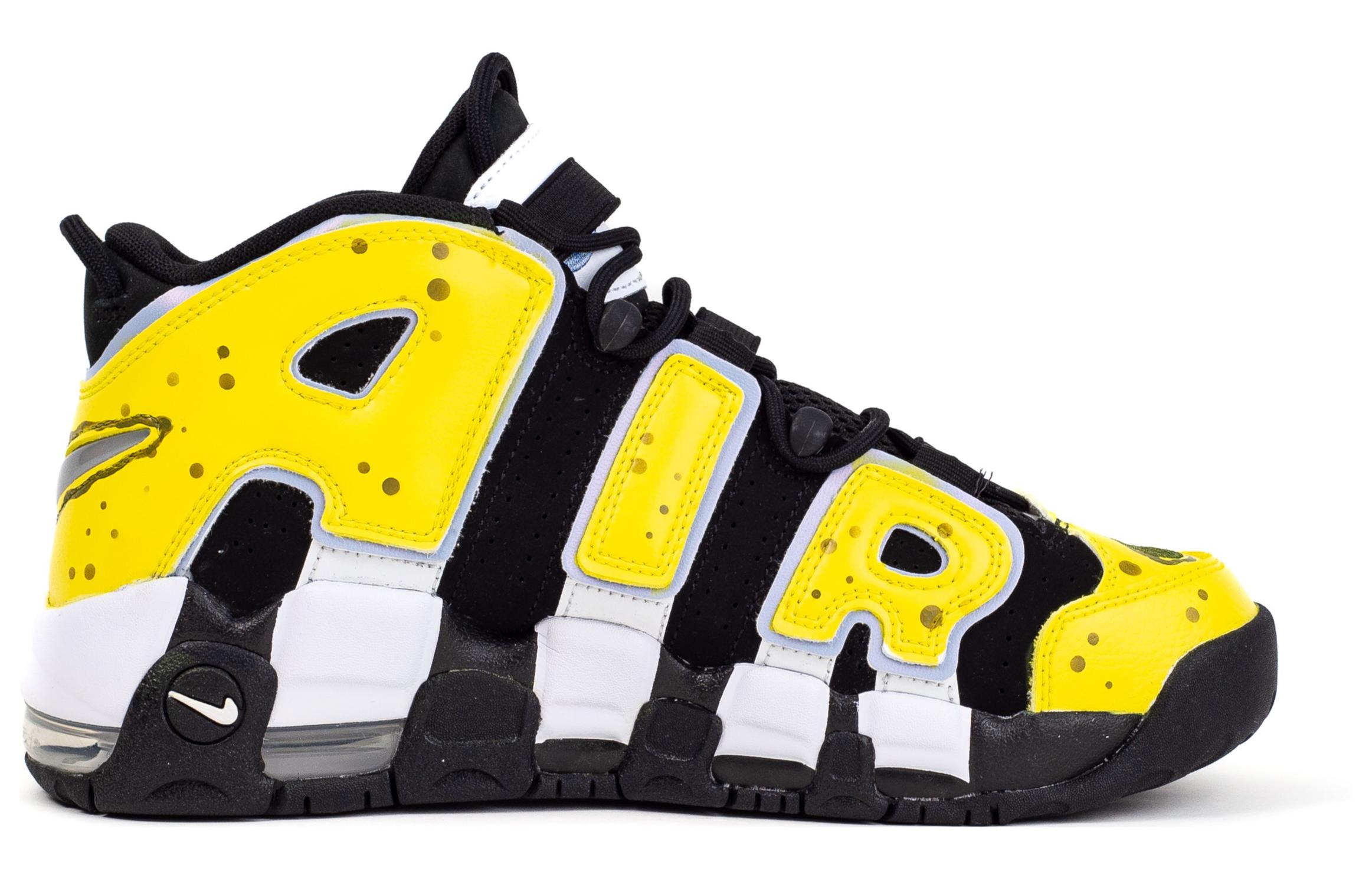 Order [Sepatu Kustom] Nike Air More Uptempo 'Imut Sponge Hitam Kuning' DV0819-001(Team柒-海绵男女款SBOX)
