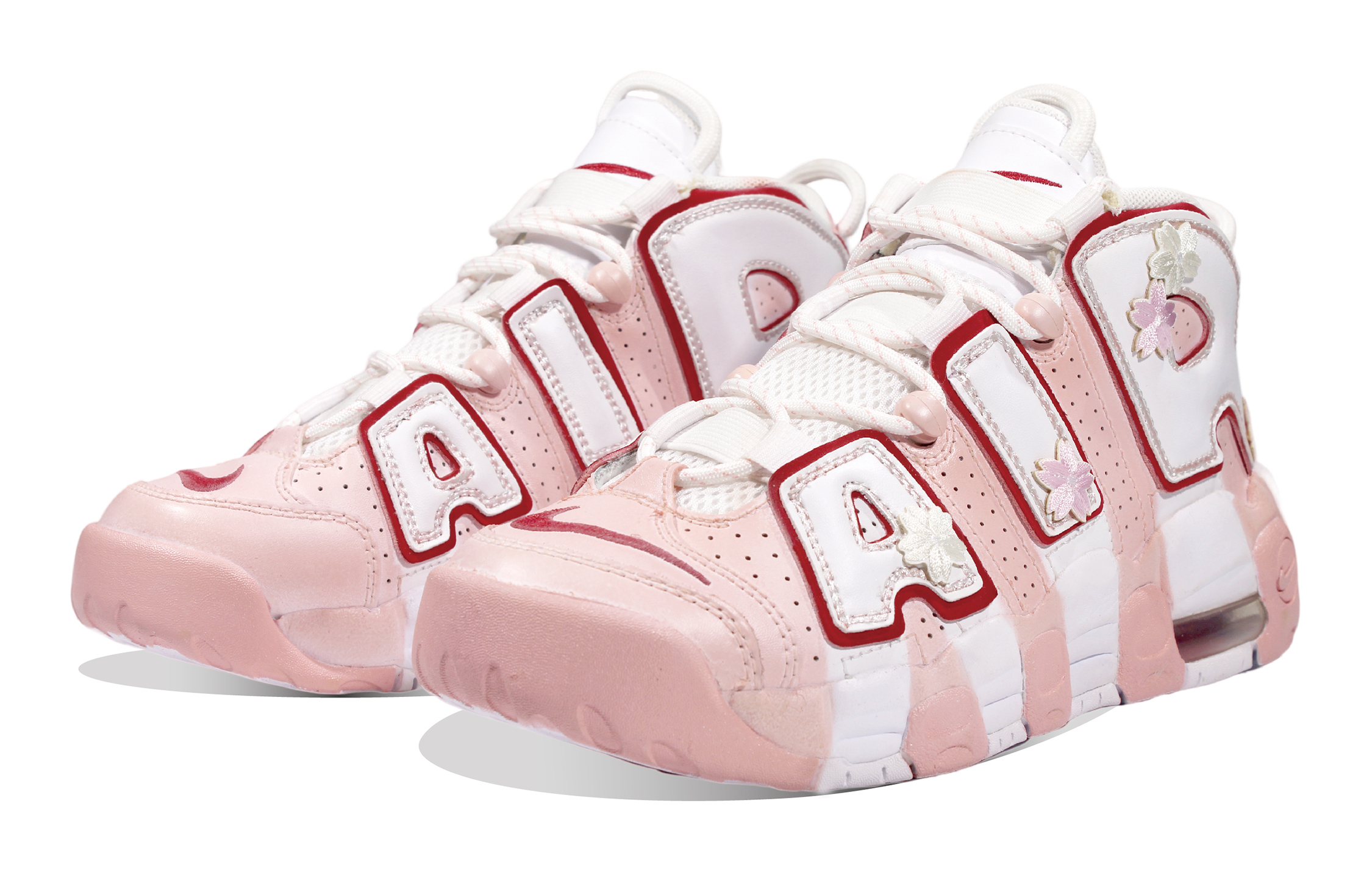 Lookbook [Sepatu Custom] Nike Air More Uptempo 'Bordir Musim Semi Pink Manis' DJ5988(Team30-樱花皮蓬)