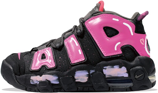 【客製化球鞋】Nike Air More Uptempo 潮流塗鴉 甜美泡泡 兒童趣味 潑墨 復古籃球鞋 GS 黑粉 Buy 【客製化球鞋】Nike Air More Uptempo 潮流塗鴉 甜美泡泡 兒童趣味 潑墨 復古籃球鞋 GS 黑粉