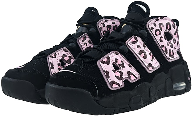 【客製化球鞋】 Nike Air More Uptempo 球場精靈 豹紋 中筒 復古籃球鞋 GS 黑粉 Lookbook 【客製化球鞋】 Nike Air More Uptempo 球場精靈 豹紋 中筒 復古籃球鞋 GS 黑粉